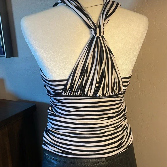 white house black market Black and White Striped Halter Top - Picture 6 of 7